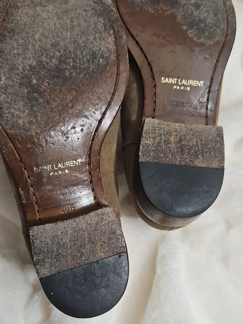 Saint Laurent Paris Wyatt Suede Chelsea Boots Men's 40.5 Tobacco Brown 443208